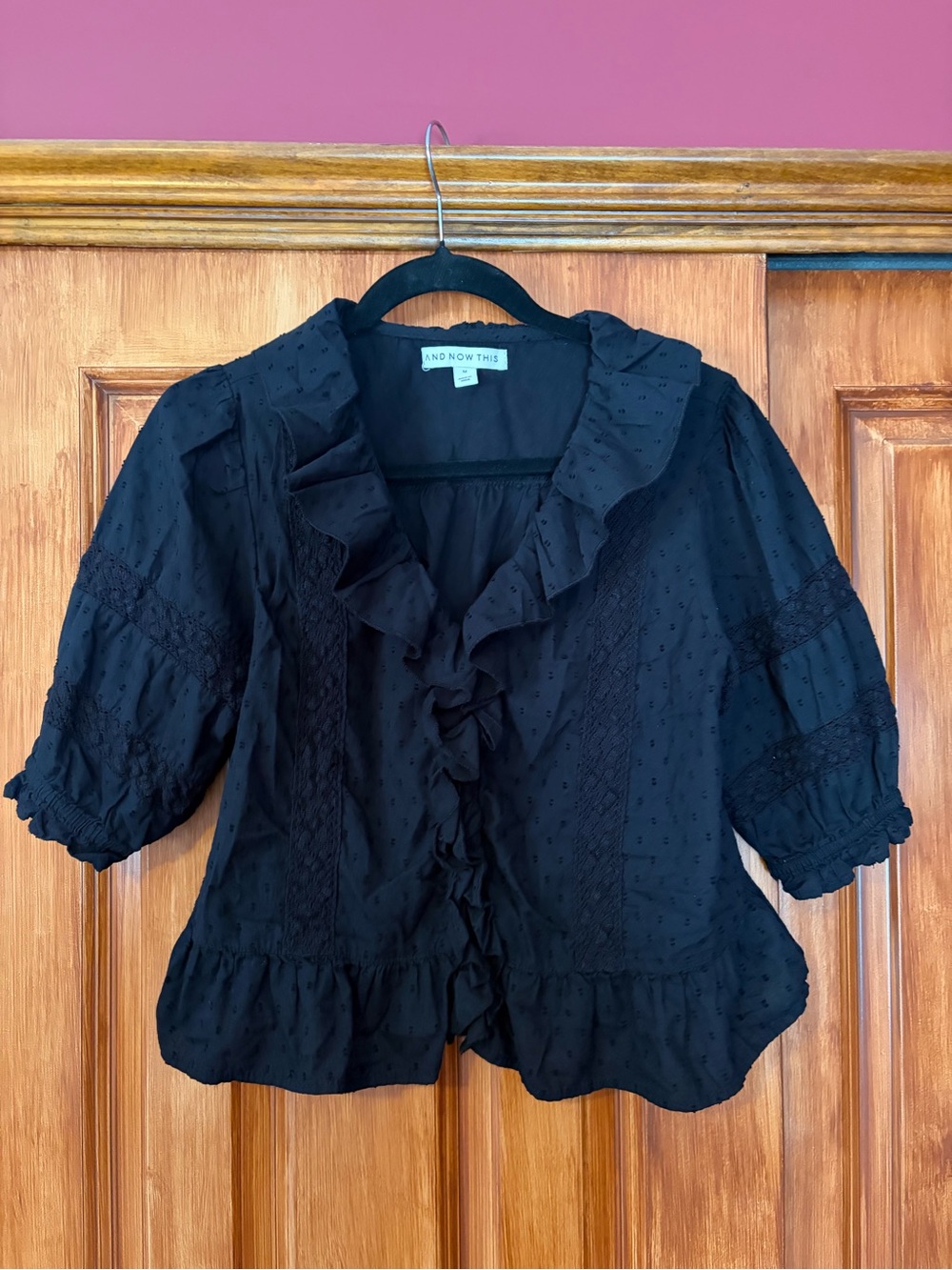 100% cotton lacey rouched blouse